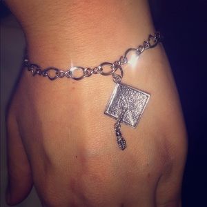 Grad Cap Charm Bracelet